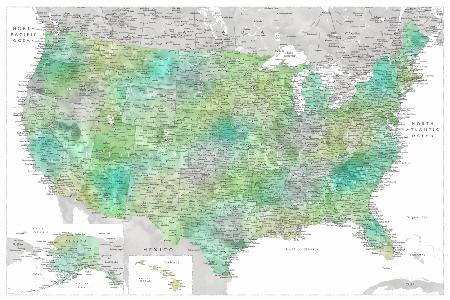Sehr detaillierte Karte der Vereinigten Staaten,Oriole