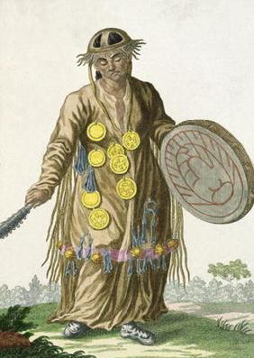 A Mongol Shaman, 1820 (coloured engraving)