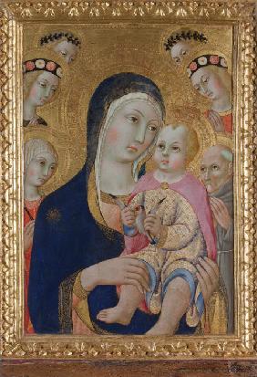 Madonna und Kind mit Heiligen Apollonia, Bernhardin von Siena und vier Engeln