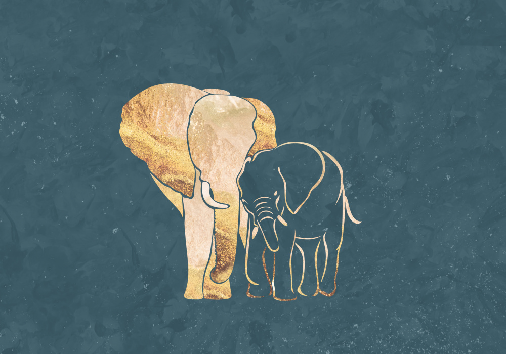 Goldene Elefanten-Linienkunst-Silhouetten 2 von Sarah Manovski