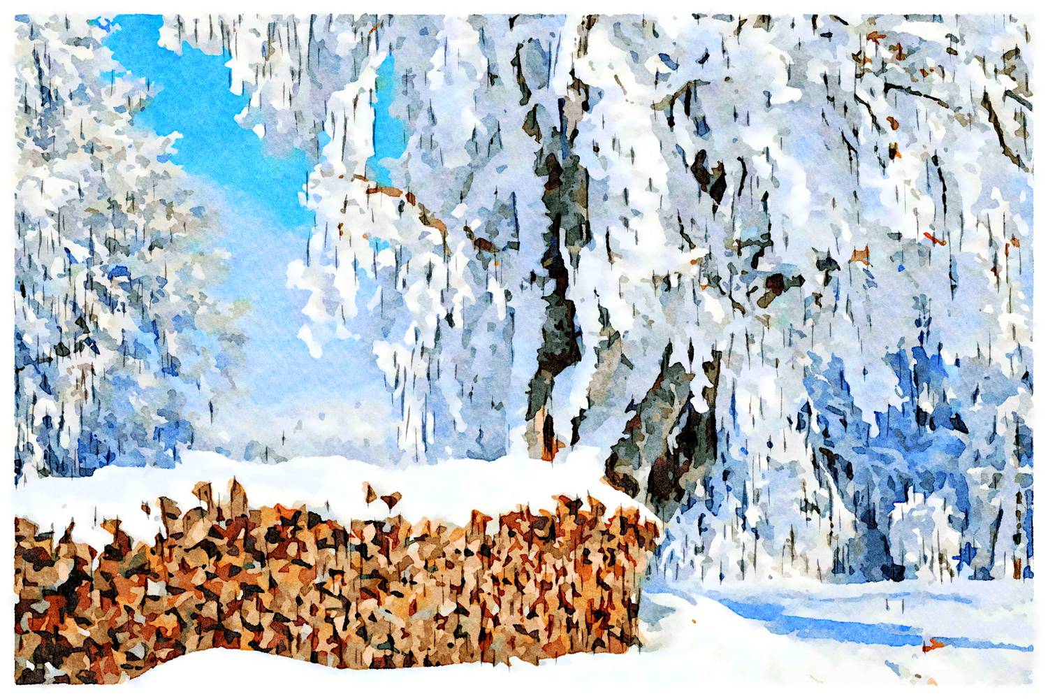 Holzstapel im Winter von Saskia Ben Jemaa