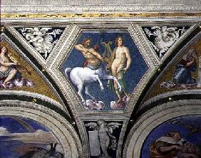 The 'Loggia della Galatea' (Loggia of the Galatea) detail of vault decoration depicting signs of the 1506