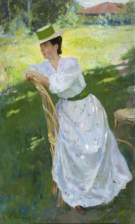 Bildnis einer Frau (En plein air) von Sergej Arsenjewitsch Winogradow