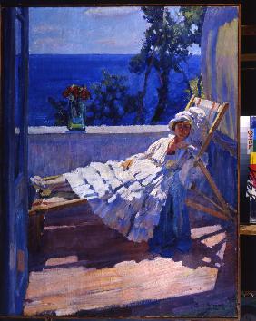 Dame auf dem Balkon 1916