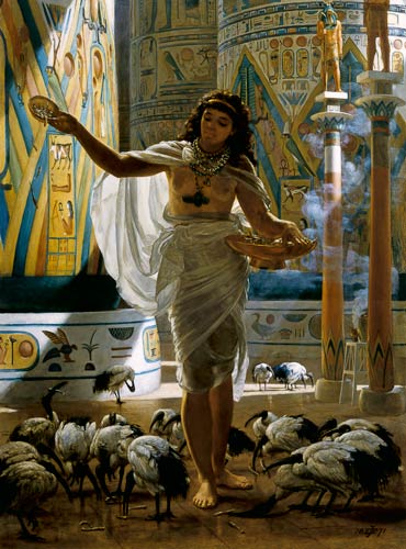 Feeding the Sacred Ibis in the Halls of Karnac von Sir Edward John Poynter