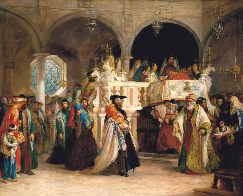 Fest der Torafreude in der Synagoge von Livorno, Italien von Solomon Alexander Hart