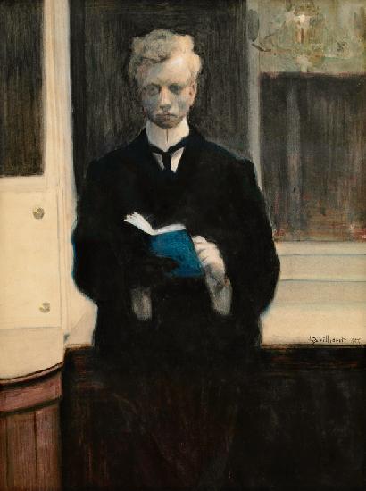 Selbstporträt mit blauem Skizzenbuch 1907