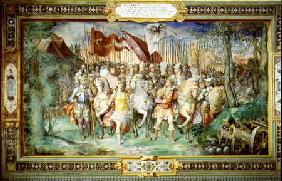 Charles V (1500-58) Alessandro (1546-92) and Ottaviano Farnese Leading the Army Against the Landgrav and Ottavi