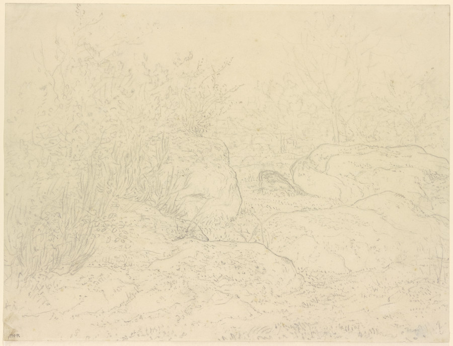 Felsen im Wald von Fontainebleau von Théodore Rousseau