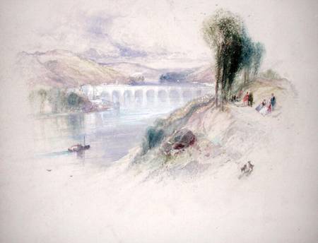 The River Schuylkill (pencil & w/c on paper) von Thomas Moran