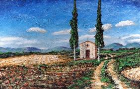 Chapel and Two Trees, Tuscany