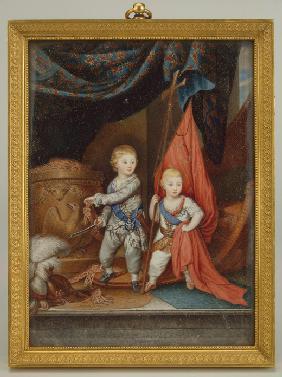 Porträt von Großfürsten Alexander Pawlowitsch und Konstantin Pawlowitsch als Kinder 1790