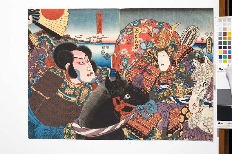 Die Feinde Atsumori und Naozane (Aus dem Kabuki-Schauspiel Keimendes Grün auf dem Schlachtfeld von I von Utagawa Kunisada