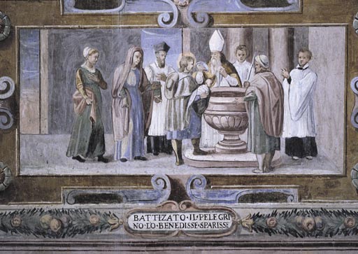 Die Taufe des Heiligen Franziskus. von Vetralla Latium