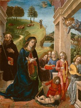 Adoration of the Child with St. Benedict and Angels 1478