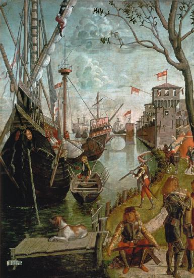 Carpaccio, hl. Ursula, Ankunft in Koeln - Detail