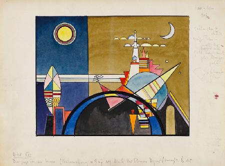 Bilder einer Ausstellung, Bild XVI. Das große Tor von Kiew. Bühnenbildentwurf 1928