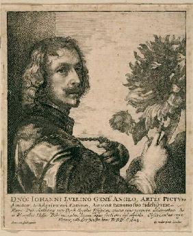 Selbstbildnis Anthonis van Dyck mit Sonnenblume (nach dem Gemälde von 1632, London, National Gallery 1644