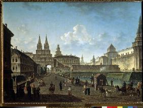 Blick auf das Auferstehungstor und das Nikolaustor in Moskau 1811