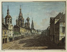 Blick auf die Basilius-Kathedrale von der Warwarka Straße aus