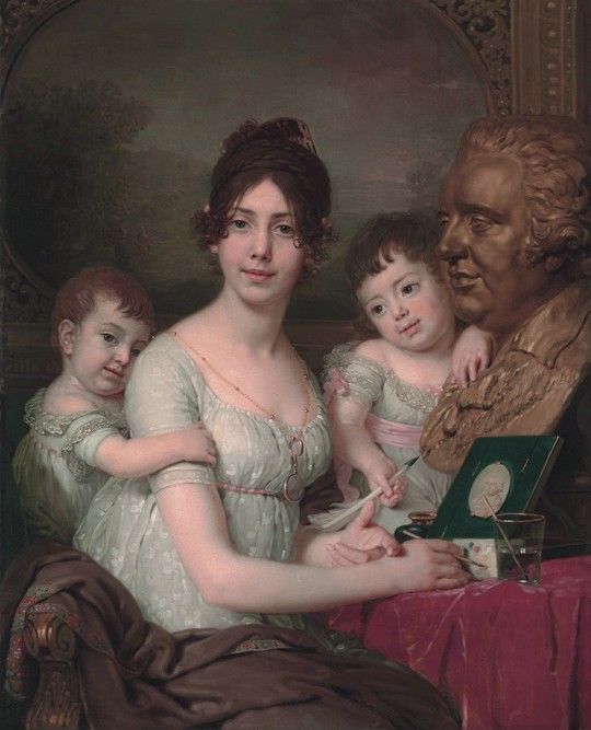 Porträt von Gräfin Ljubow Iljinitschna Kuschelewa, geb. Besborodko (1783-1809) mit Kinder von Wladimir Lukitsch Borowikowski