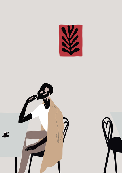 Cafe Scene with Matisse - Yi Xiao Chen als Kunstdruck oder Gemälde.